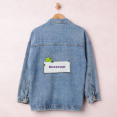 Cute green frog sign cartoon illustration denim jacket (Hangar)