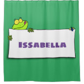 Cute green frog sign cartoon illustration douchegordijn (Voorkant)