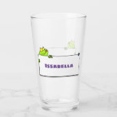 Cute green frog sign cartoon illustration glas (Achterkant)