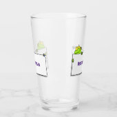 Cute green frog sign cartoon illustration glas (Links)