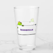 Cute green frog sign cartoon illustration glas (Voorkant)