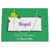 Cute green frog sign cartoon illustration groot cadeauzakje (Voorkant)