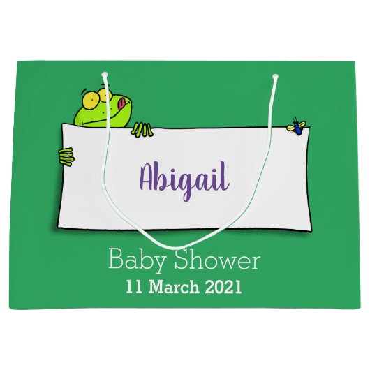 Cute green frog sign cartoon illustration groot cadeauzakje (Voorkant)