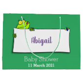 Cute green frog sign cartoon illustration groot cadeauzakje (Achterkant)
