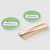 Cute green frog sign cartoon illustration handwaaier (Niet-gemonteerd)