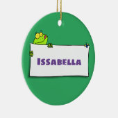 Cute green frog sign cartoon illustration keramisch ornament (Rechts)
