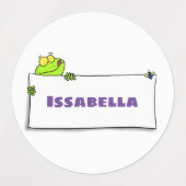 Cute green frog sign cartoon illustration labels (Design 2)