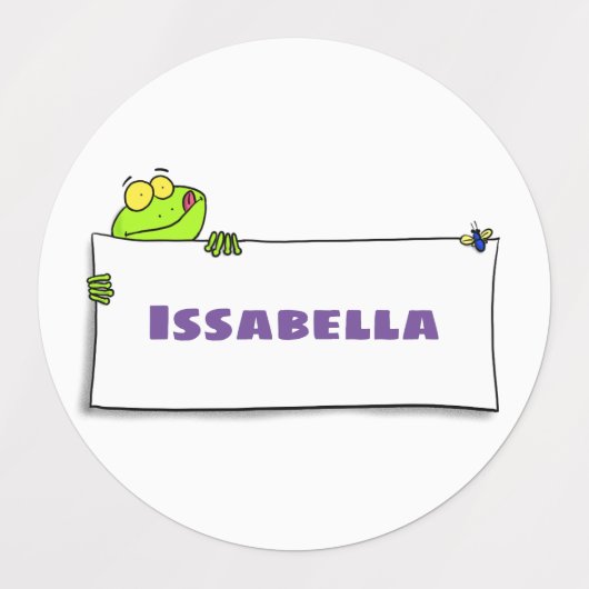 Cute green frog sign cartoon illustration labels (Design 2)