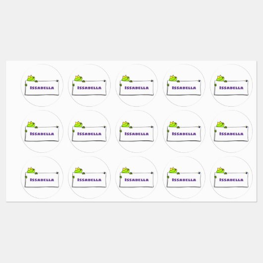 Cute green frog sign cartoon illustration labels (Vel)