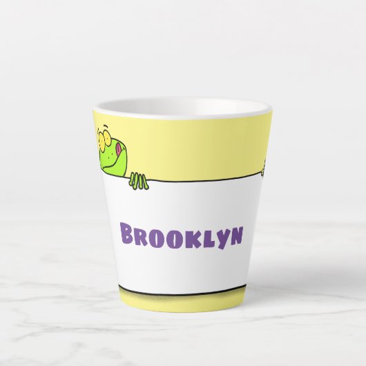 Cute green frog sign cartoon illustration latte mok (Voorkant)