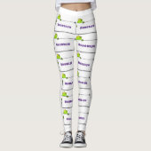 Cute green frog sign cartoon illustration leggings (Voorkant)