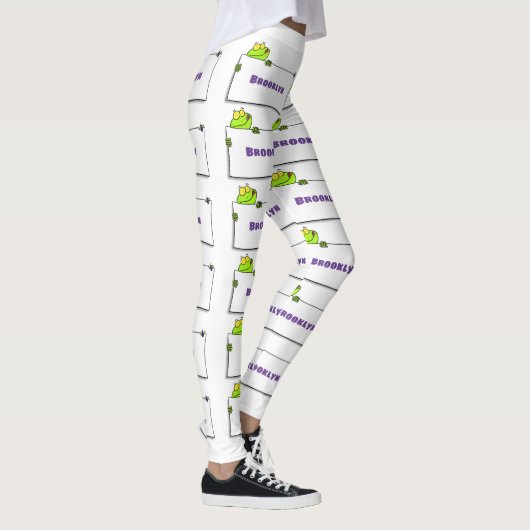 Cute green frog sign cartoon illustration leggings (Rechts)