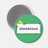 Cute green frog sign cartoon illustration magneet (Voorkant / Achterkant)