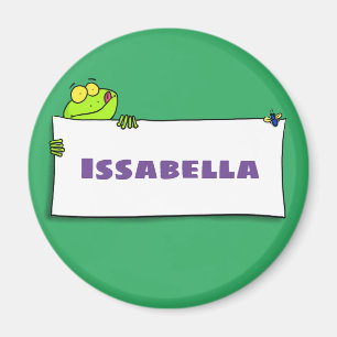 Cute green frog sign cartoon illustration magneet
