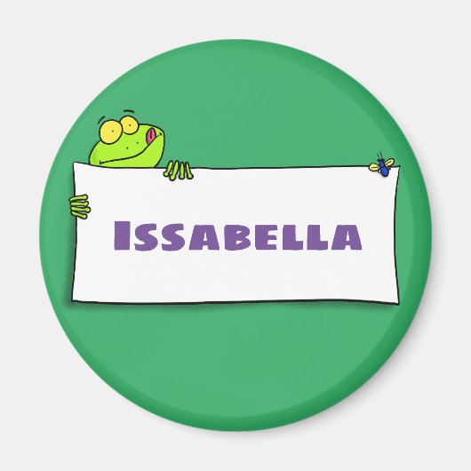Cute green frog sign cartoon illustration magneet (Voorkant)