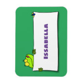 Cute green frog sign cartoon illustration magneet (Verticaal)