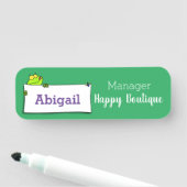 Cute green frog sign cartoon illustration naamplaatje (In situ)