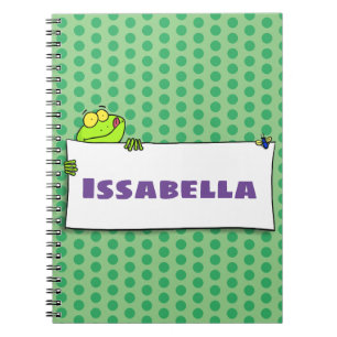 Cute green frog sign cartoon illustration notitieboek