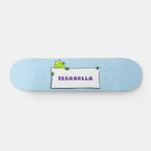 Cute green frog sign cartoon illustration persoonlijk skateboard (Horizontaal)