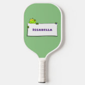 Cute green frog sign cartoon illustration pickleball paddle (Achterkant)