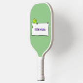 Cute green frog sign cartoon illustration pickleball paddle (Links)