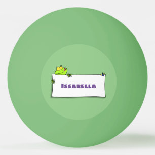 Cute green frog sign cartoon illustration pingpongbal