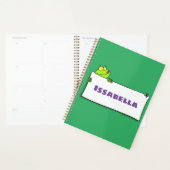 Cute green frog sign cartoon illustration planner (Display)