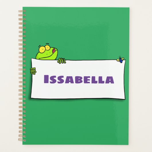 Cute green frog sign cartoon illustration planner (Voorkant)