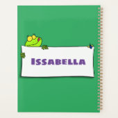 Cute green frog sign cartoon illustration planner (Achterkant)