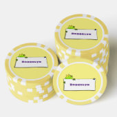 Cute green frog sign cartoon illustration poker chips (Opstapeling)