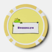 Cute green frog sign cartoon illustration poker chips (Achterkant)