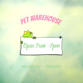 Cute green frog sign cartoon illustration raamsticker (Vel 3)