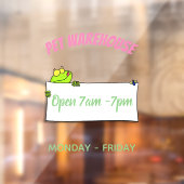 Cute green frog sign cartoon illustration raamsticker (Vel 2)