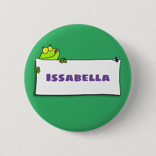 Cute green frog sign cartoon illustration ronde button 5,7 cm