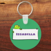 Cute green frog sign cartoon illustration sleutelhanger (Voorkant)