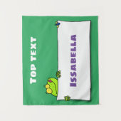 Cute green frog sign cartoon illustration wandkleed (Voorkant)