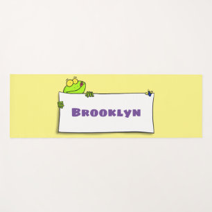 Cute green frog sign cartoon illustration yogamat