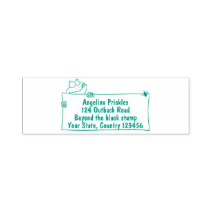 Cute green frog sign cartoon illustration  zelfinktende stempel