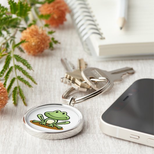 Cute Green Frog Sleutelhanger (Zijkant)