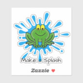 Cute Green Frog Splash Design Custom-Cut Sticker (Vel)