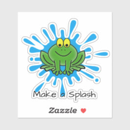 Cute Green Frog Splash Design Custom-Cut Sticker