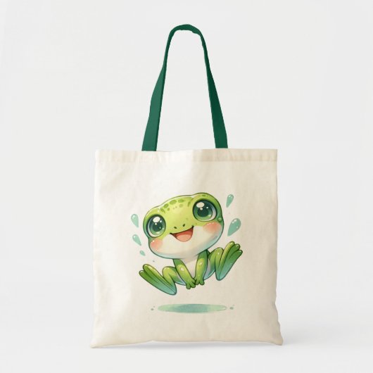 Cute Green Frog Tote Bag (Voorkant)