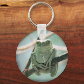 Cute Green Frog Zitting on a Branch Sleutelhanger (Voorkant)