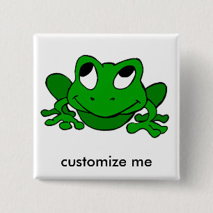 Cute Green Froggie Vierkante Button 5,1 Cm