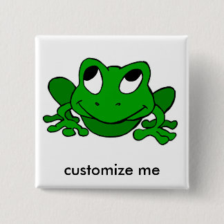 Cute Green Froggie Vierkante Button 5,1 Cm
