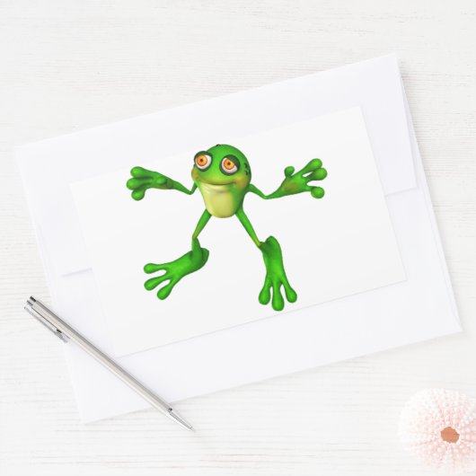 Cute Green Froggy Rechthoekige Sticker (Envelop)