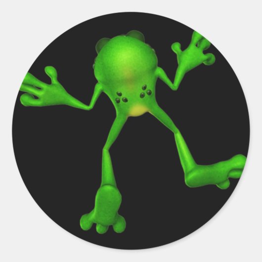 Cute Green Froggy Ronde Sticker (Voorkant)