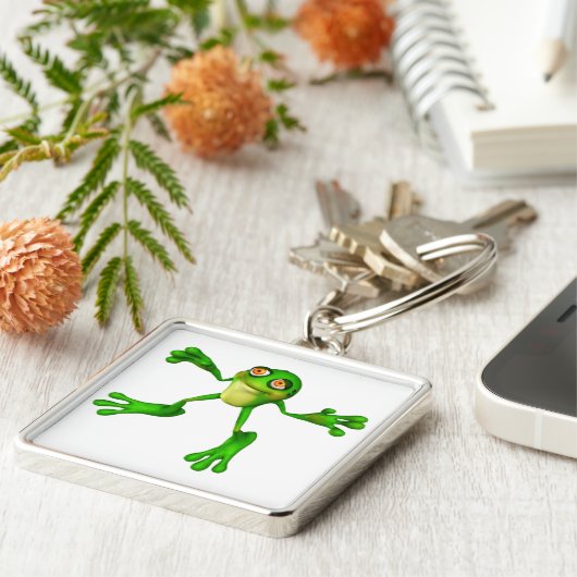 Cute Green Froggy Sleutelhanger (Zijkant)
