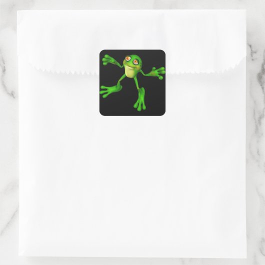 Cute Green Froggy Vierkante Sticker (Tas)
