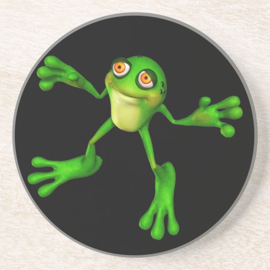 Cute Green Froggy Zandsteen Onderzetter (Voorkant)